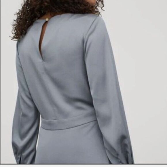 Giuliva Heritage XH&M dusky Blue Satin Crepe Long Sleeves Dress S - Picture 8 of 14